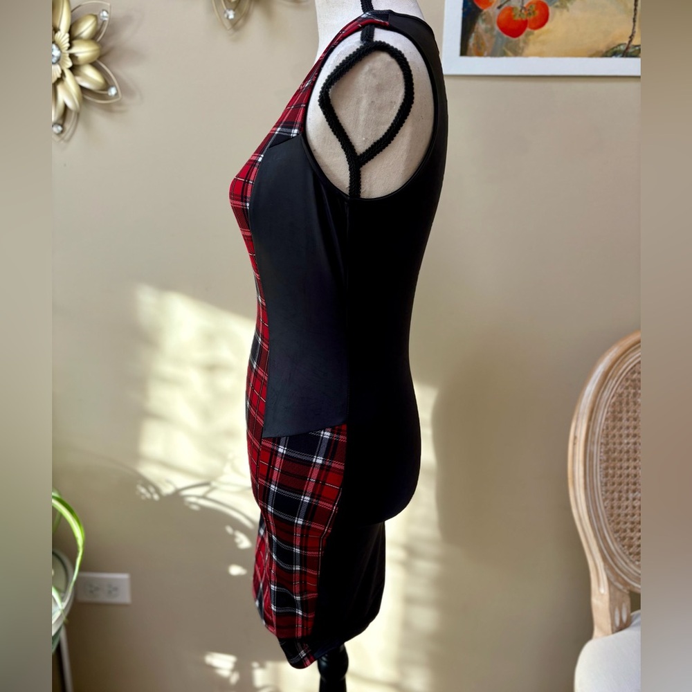 Symphony Tartan Red and Black Plaid Midi Dress - Picture 12 of 15